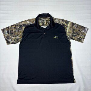Fishouflage Black Walleye Camo Graphic Performance Polo Shirt Fishing Mens XL